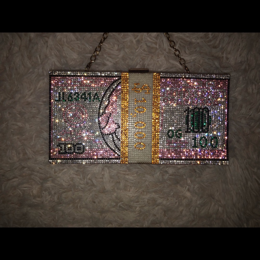 Pink metallic money bag